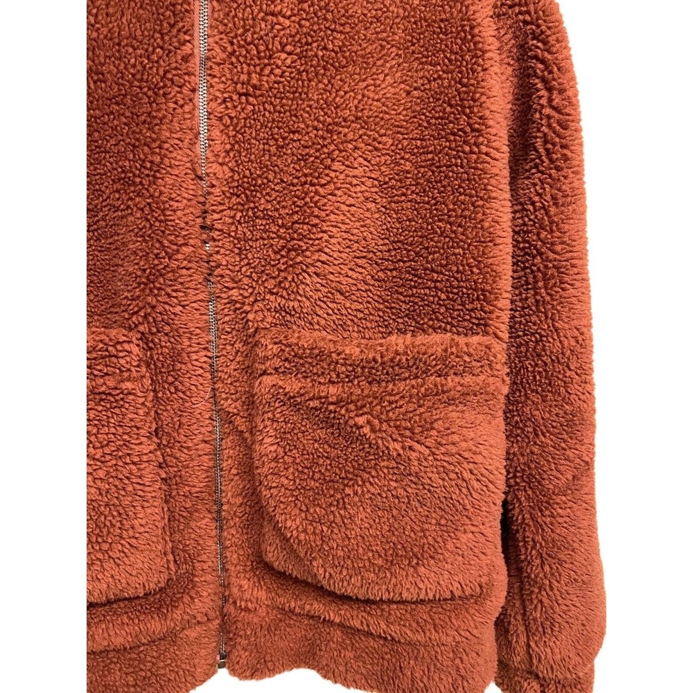 Anthropologie Elodie Faux Sherpa Shearling Teddy Coat Oversized Rust Size Small - Picture 4 of 7